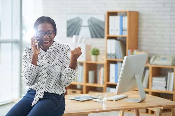 Woman celebrating success