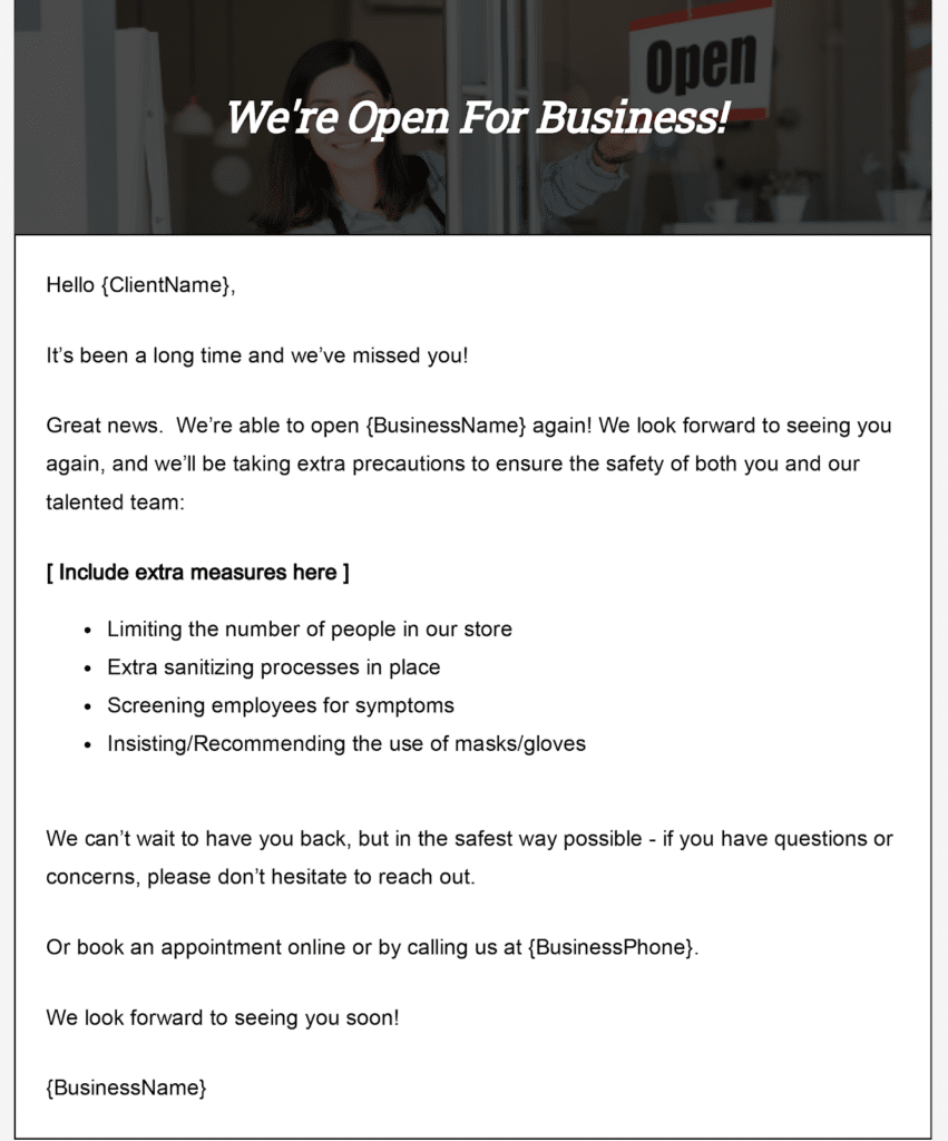 grooming email campaign