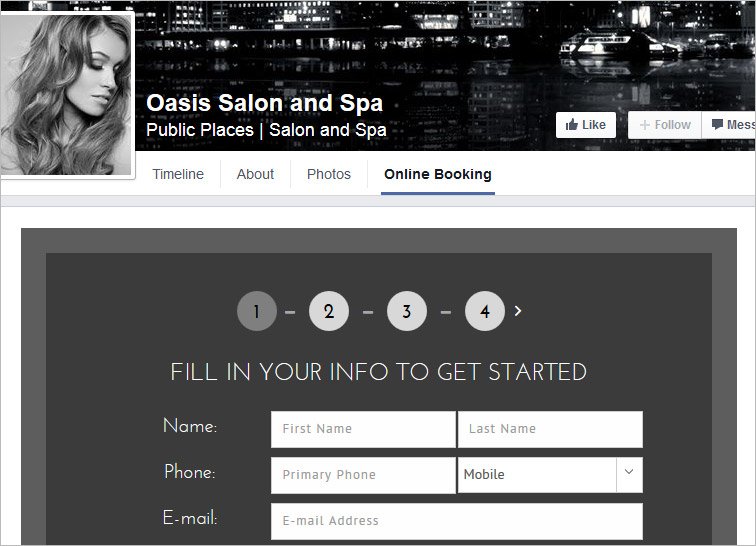 online booking facebook