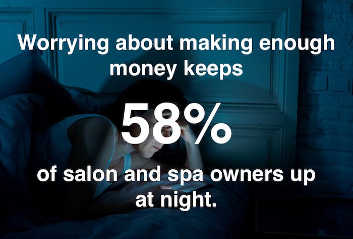 Worrying about making enough money keeps 58% of salon and spa owners up at night