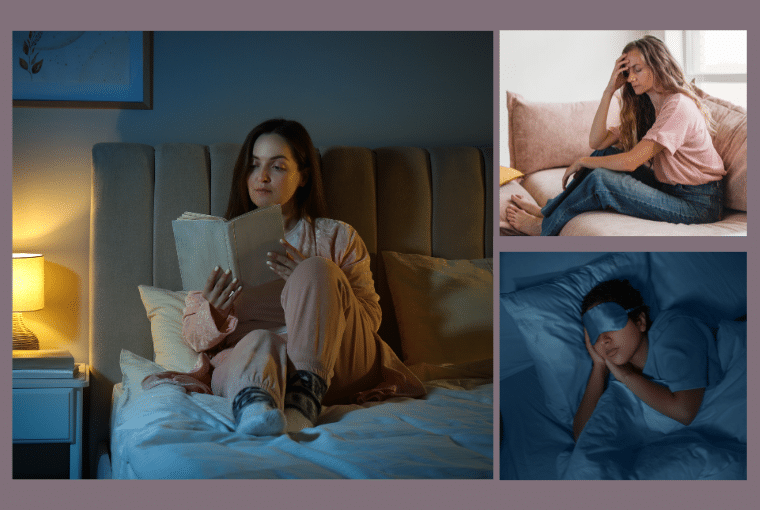 Lower stress levels by getting a good rest. Remove screens and distractions from the bedroom, put on your fave pajamas, and curl up in bed with a good book