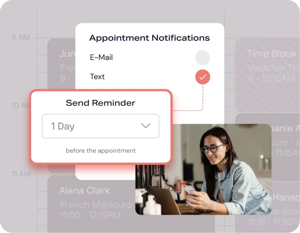 A look at the appointment reminder settings in DaySmart Salon software