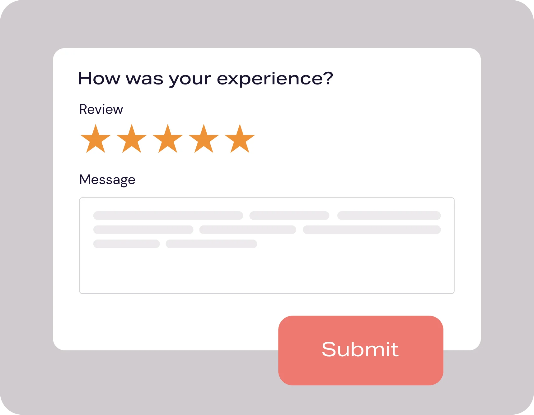 card to rate experience