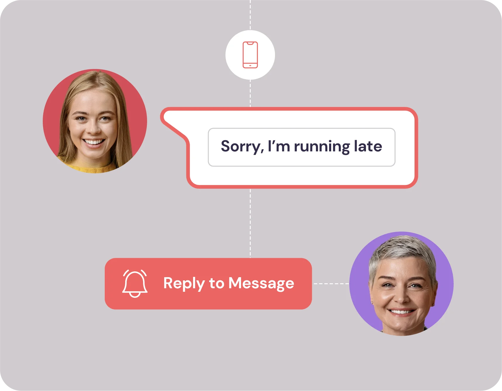 Running late text message conversation