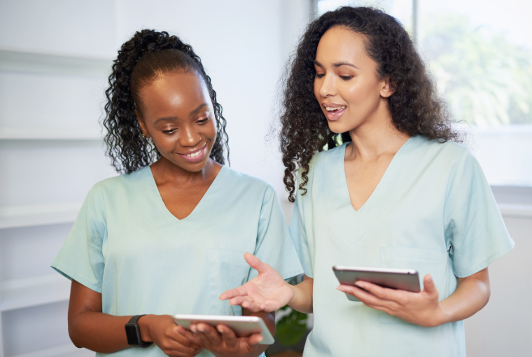 Two spa pros discussing ways to provide more personalized spa services